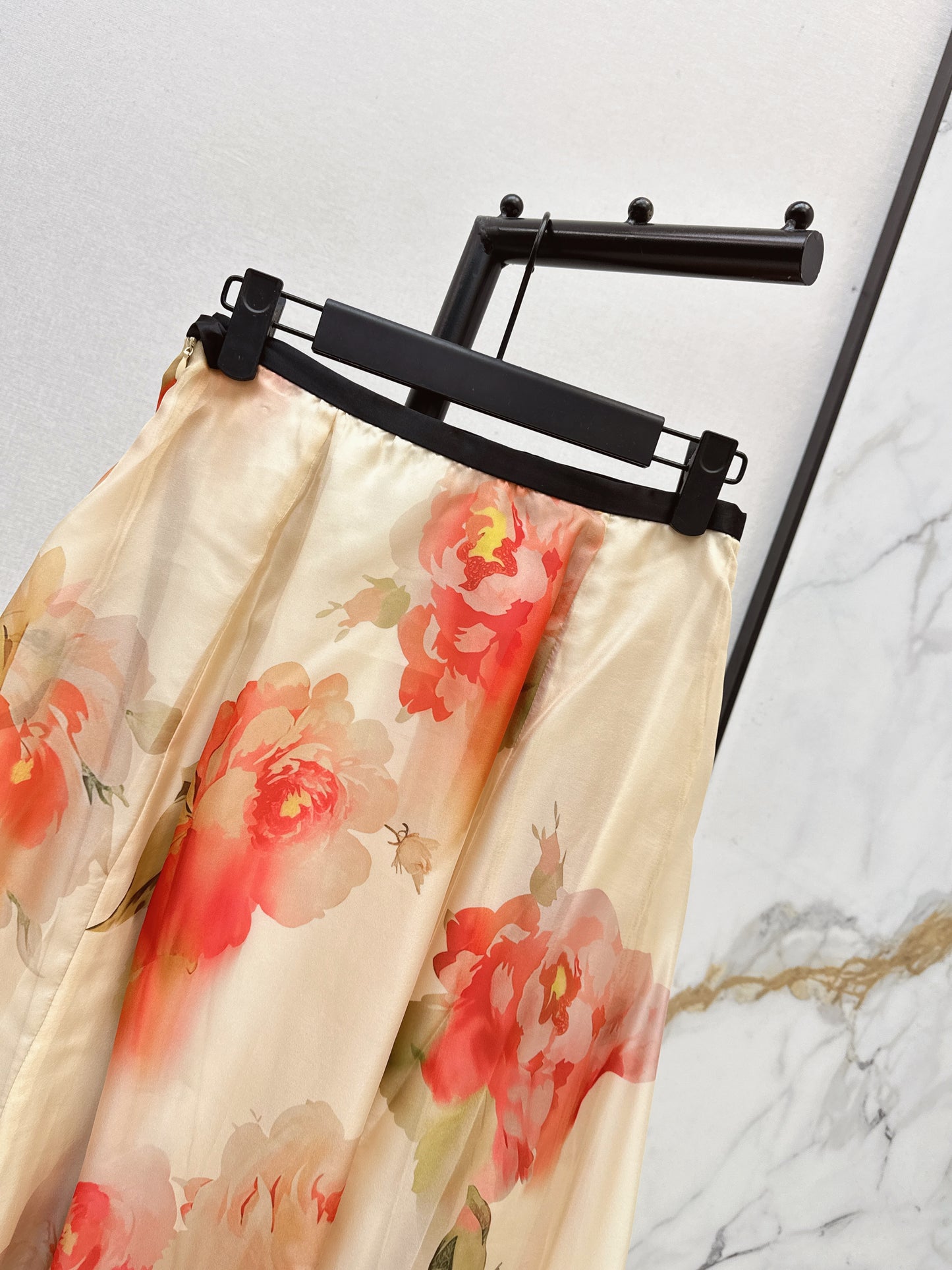 26ss Floral Pattern Umbrella Skirt