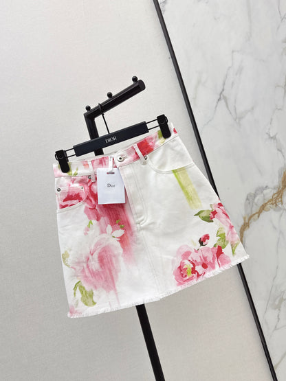 26ss Notched Collar Short Jacket/ A-Line Denim Skirt