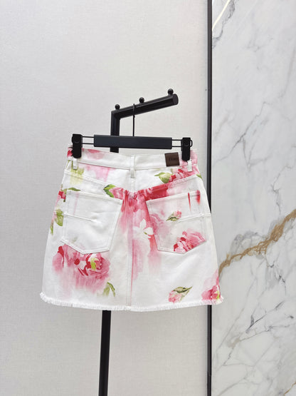 26ss Notched Collar Short Jacket/ A-Line Denim Skirt