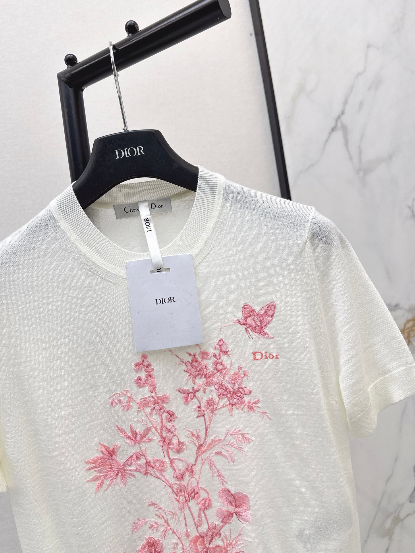 26ss Floral Embroidered Knitted T-Shirt