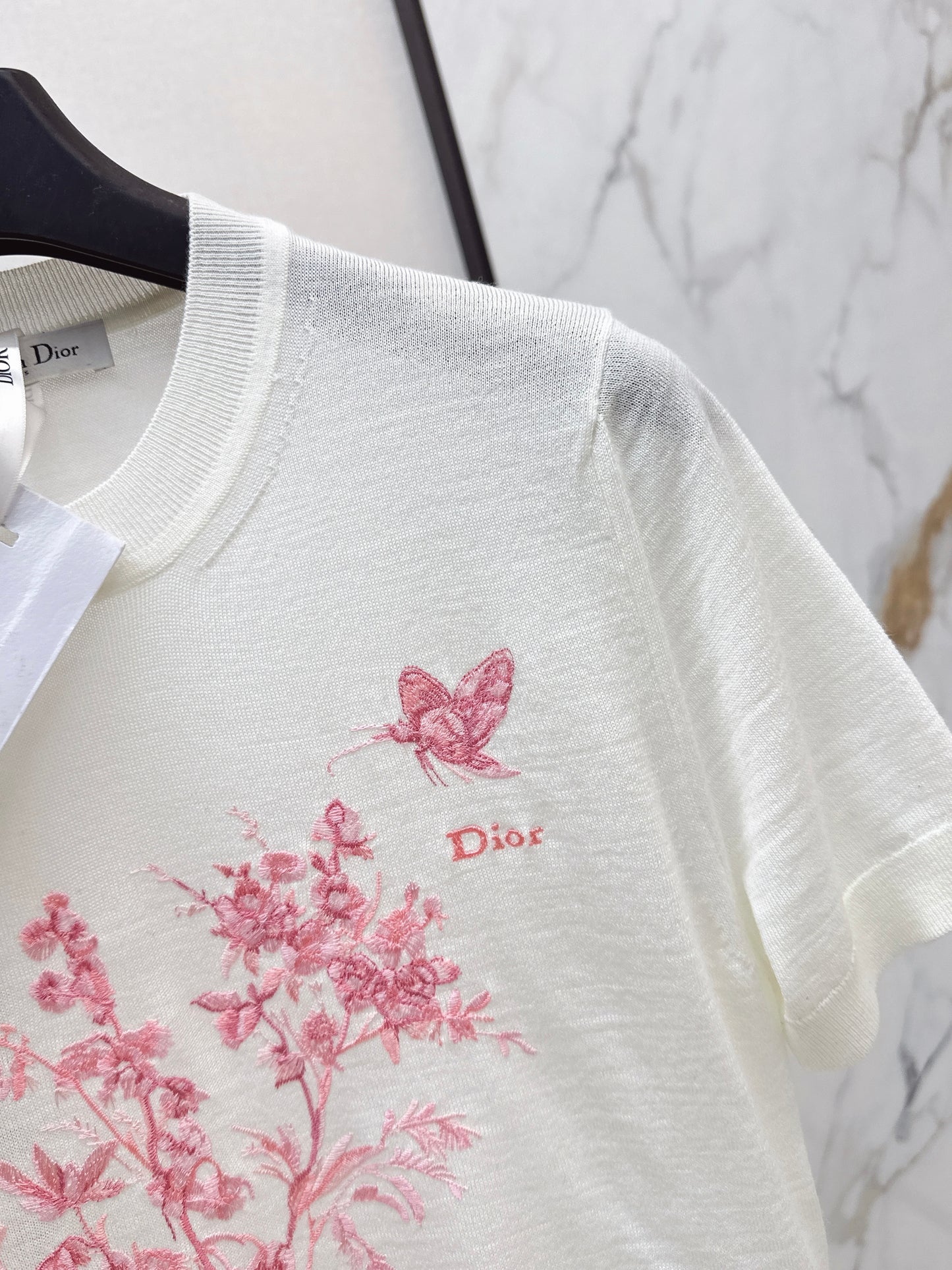 26ss Floral Embroidered Knitted T-Shirt