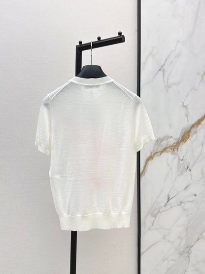 26ss Floral Embroidered Knitted T-Shirt