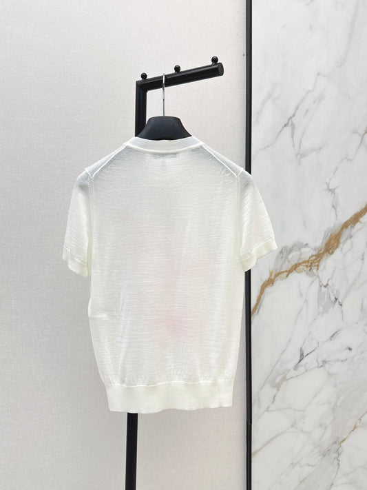 26ss Floral Embroidered Knitted T-Shirt