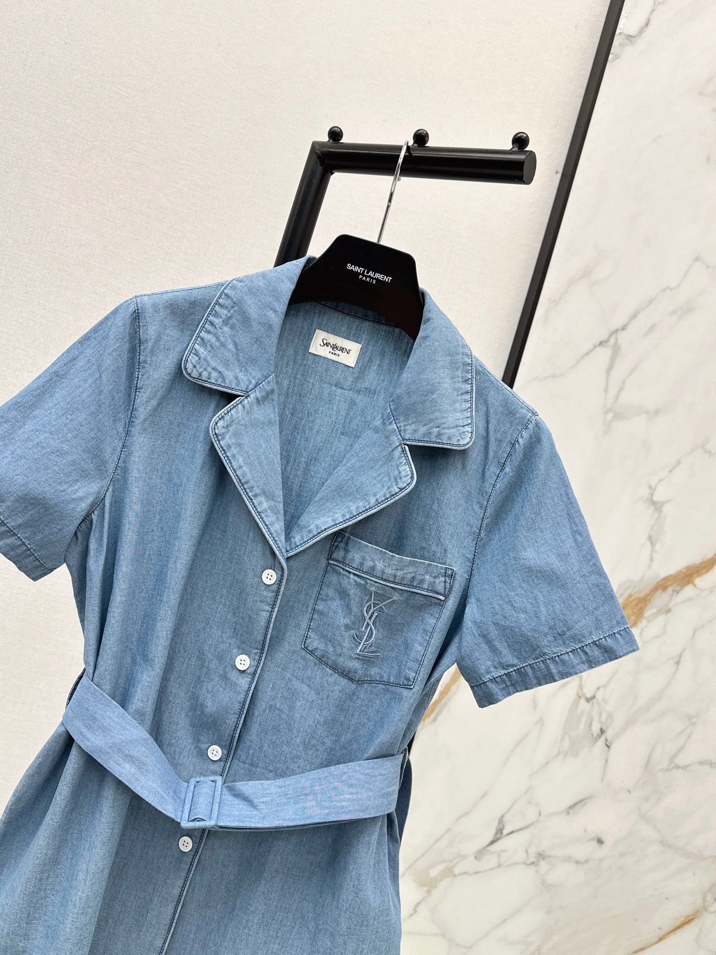 26ss Short-sleeve belted shirt
