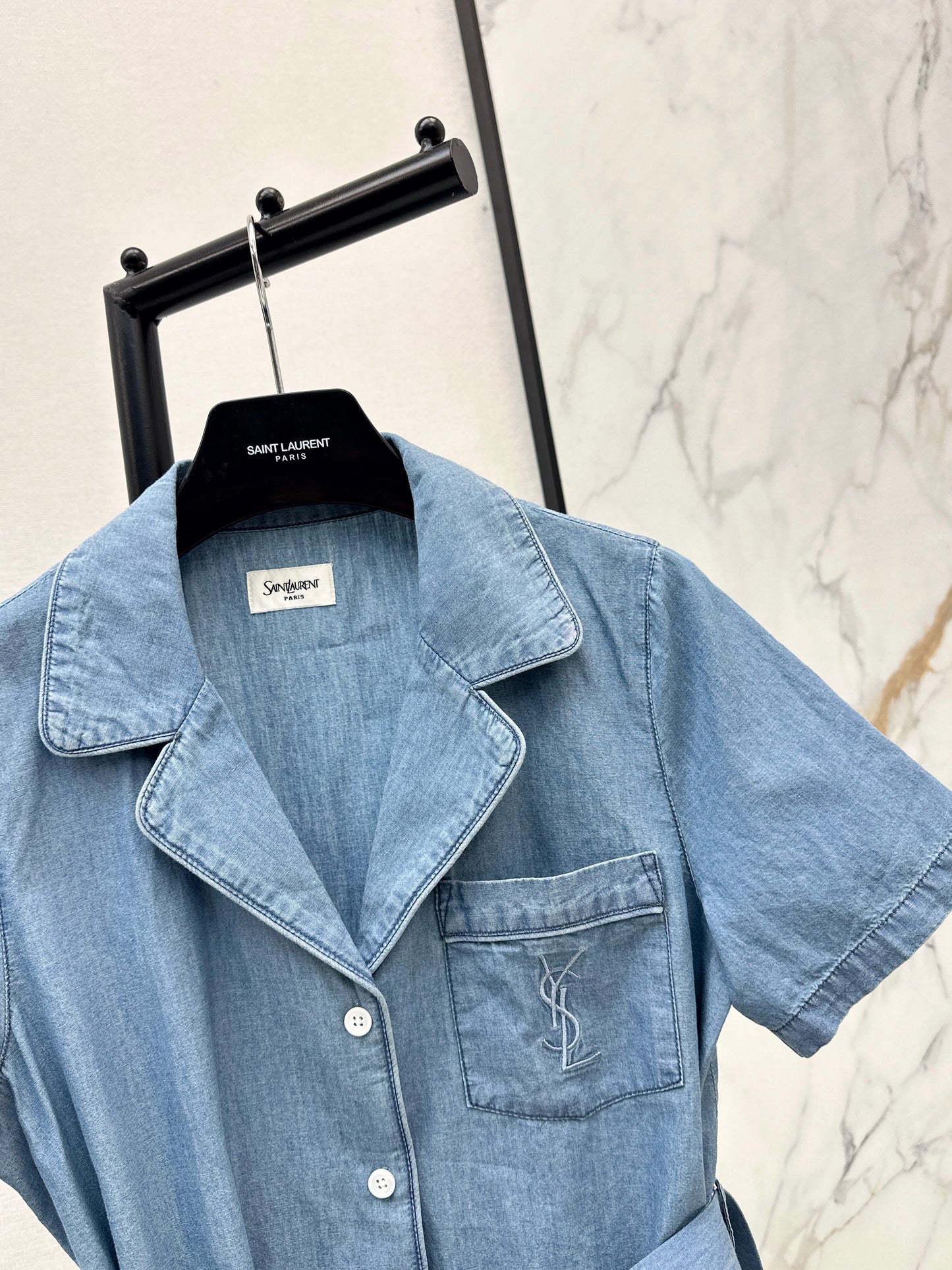 26ss Short-sleeve belted shirt