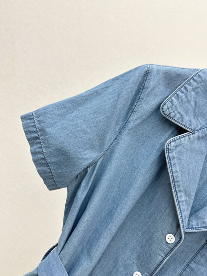 26ss Short-sleeve belted shirt
