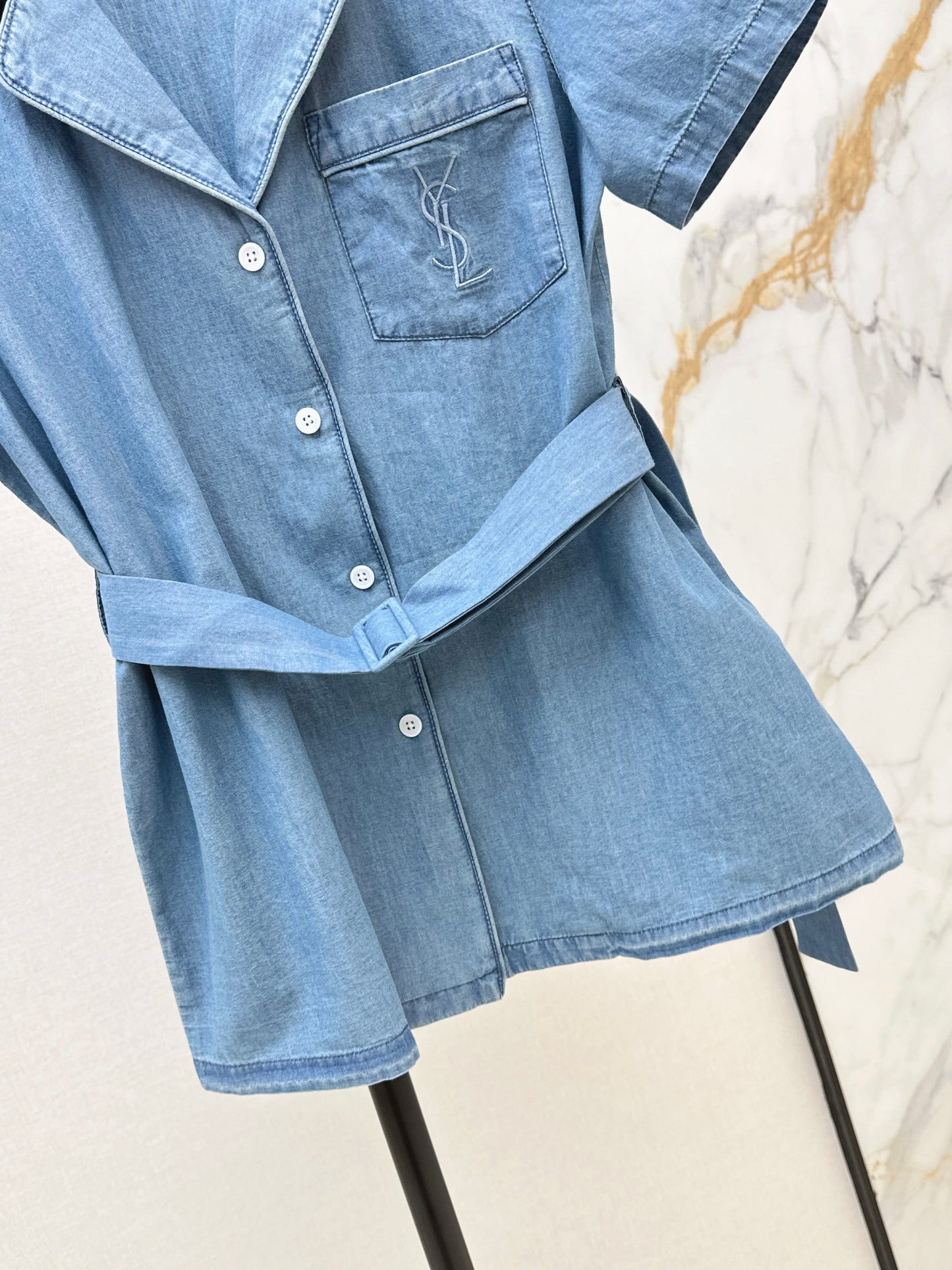26ss Short-sleeve belted shirt