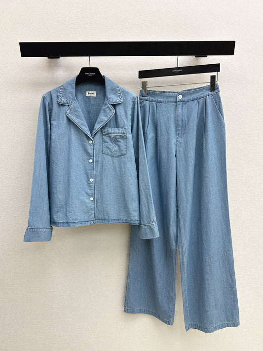 26ss Long-sleeve shirt / with straight-leg pants