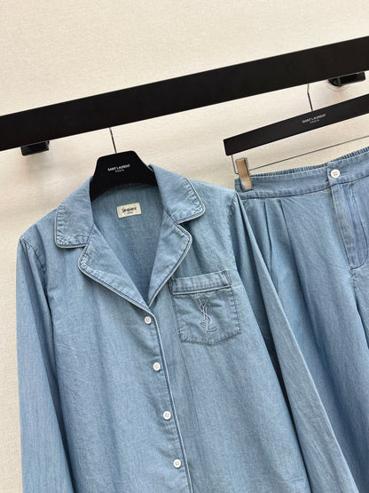 26ss Long-sleeve shirt / with straight-leg pants