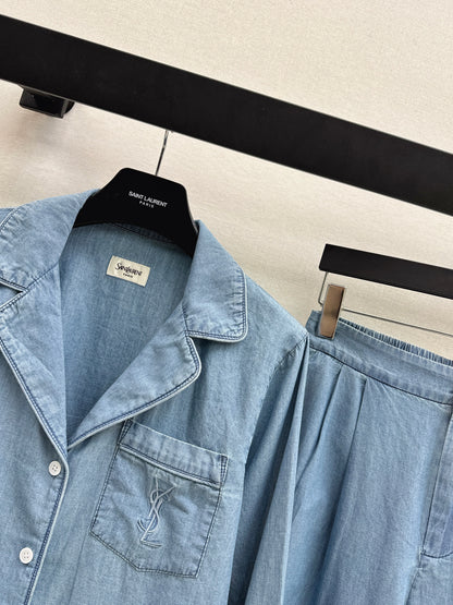 26ss Long-sleeve shirt / with straight-leg pants
