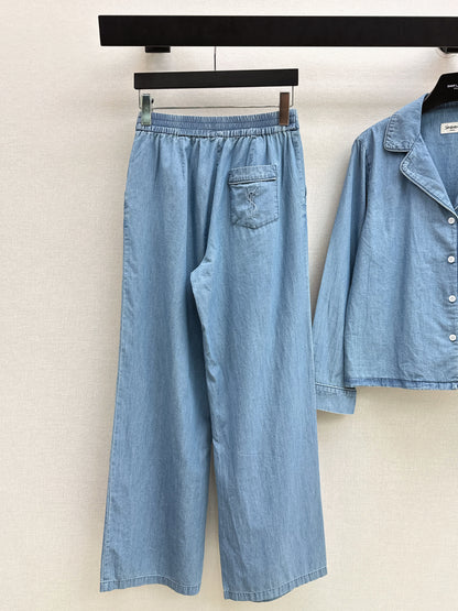 26ss Long-sleeve shirt / with straight-leg pants