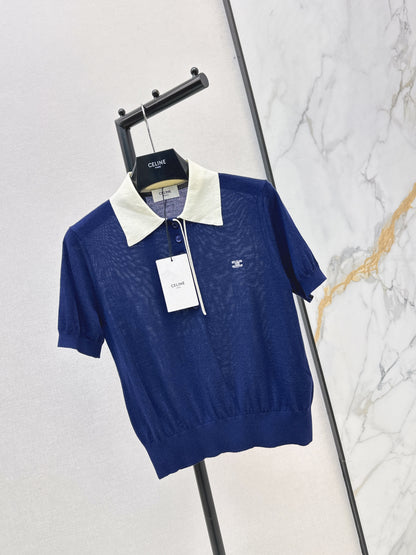26ss Color-blocking edge polo collar T-shirt