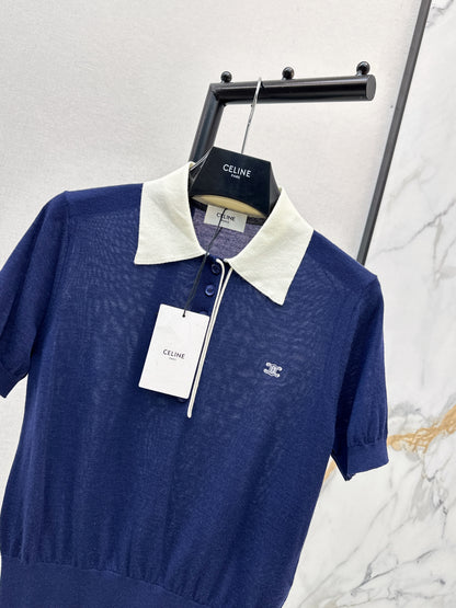 26ss Color-blocking edge polo collar T-shirt