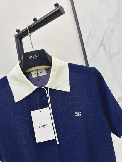 26ss Color-blocking edge polo collar T-shirt