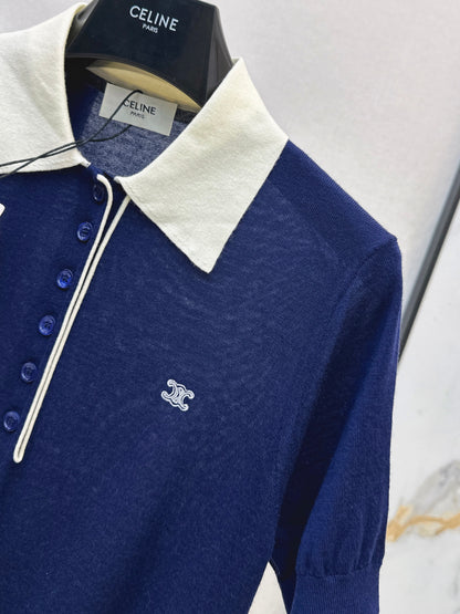 26ss Color-blocking edge polo collar T-shirt