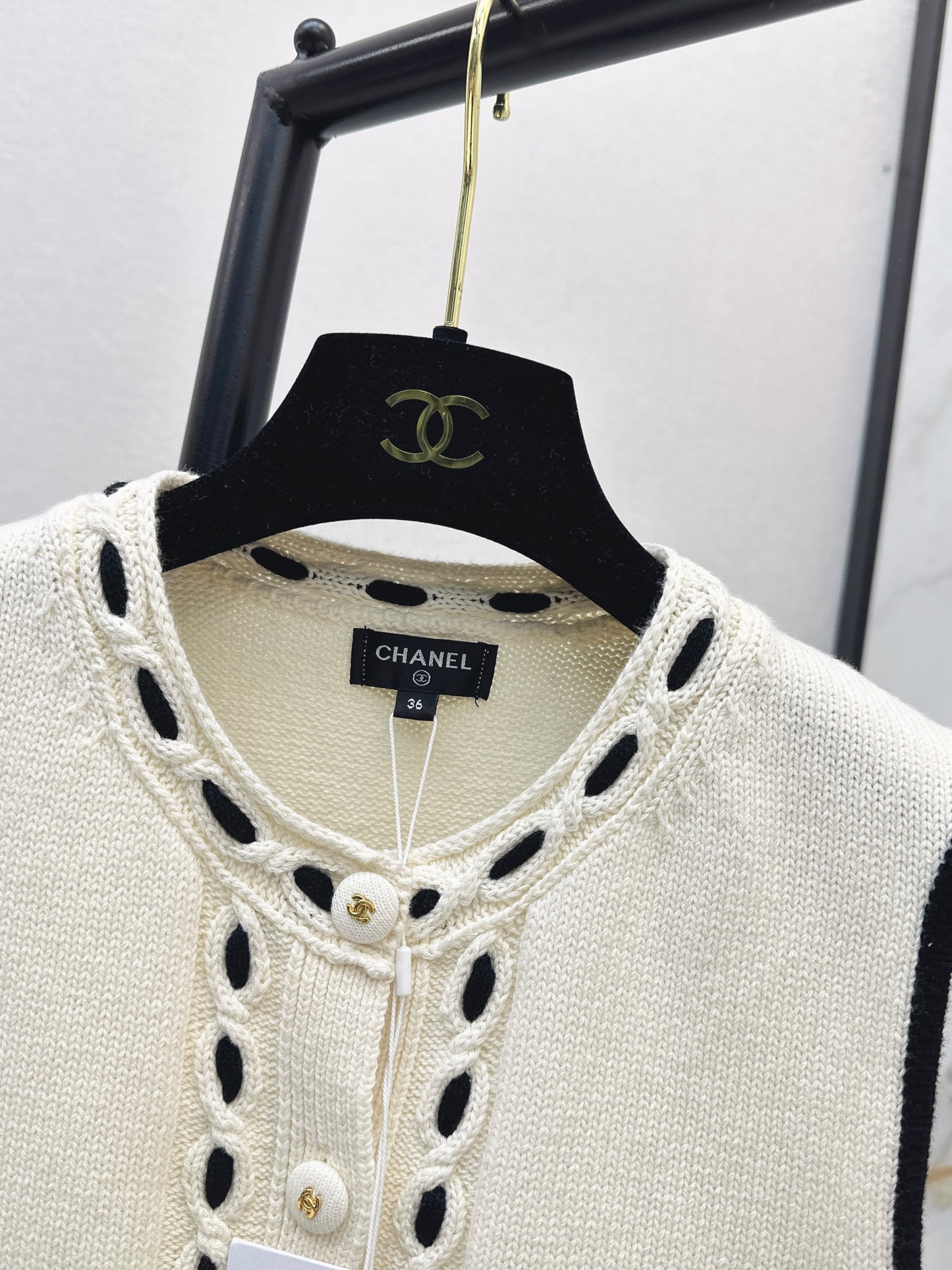 26ss Handmade color-block crochet knitted vest