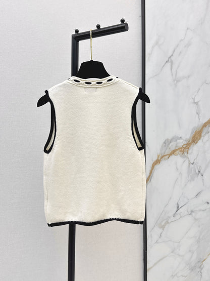 26ss Handmade color-block crochet knitted vest