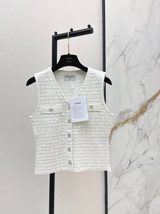26ss Sequin Yarn V-Neck Vest