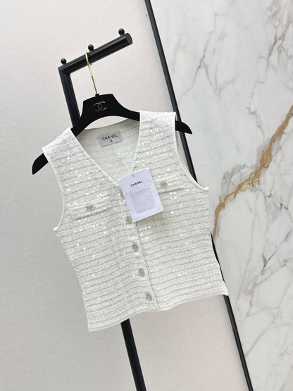 26ss Sequin Yarn V-Neck Vest