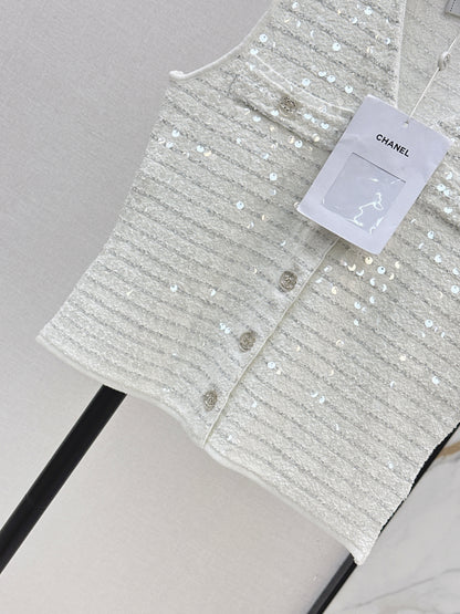 26ss Sequin Yarn V-Neck Vest