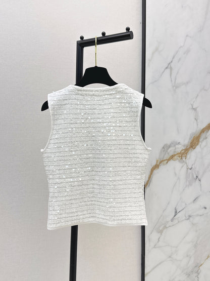 26ss Sequin Yarn V-Neck Vest