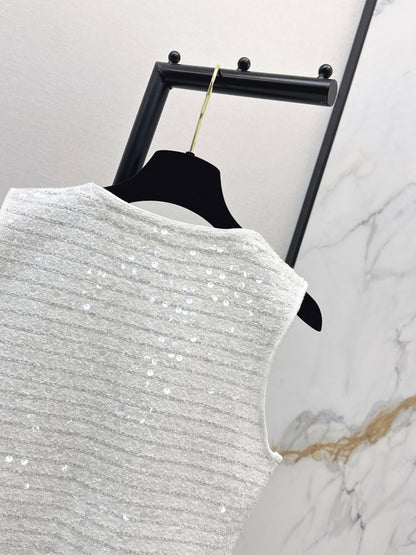 26ss Sequin Yarn V-Neck Vest