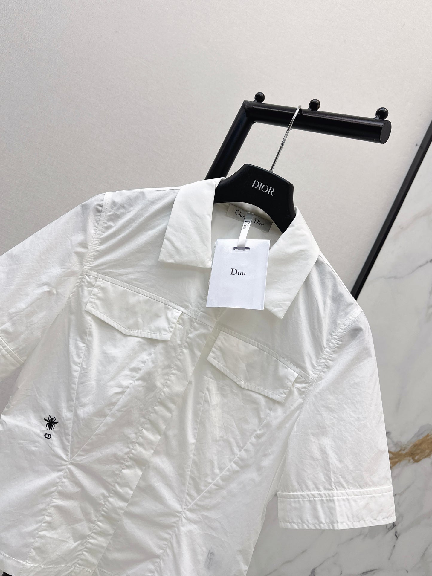26ss Double-pocket design minimalist white shirt