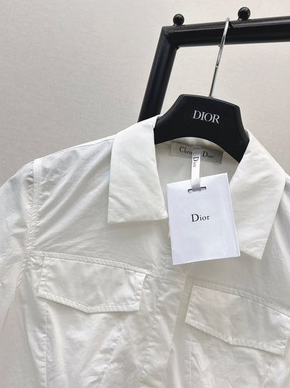 26ss Double-pocket design minimalist white shirt