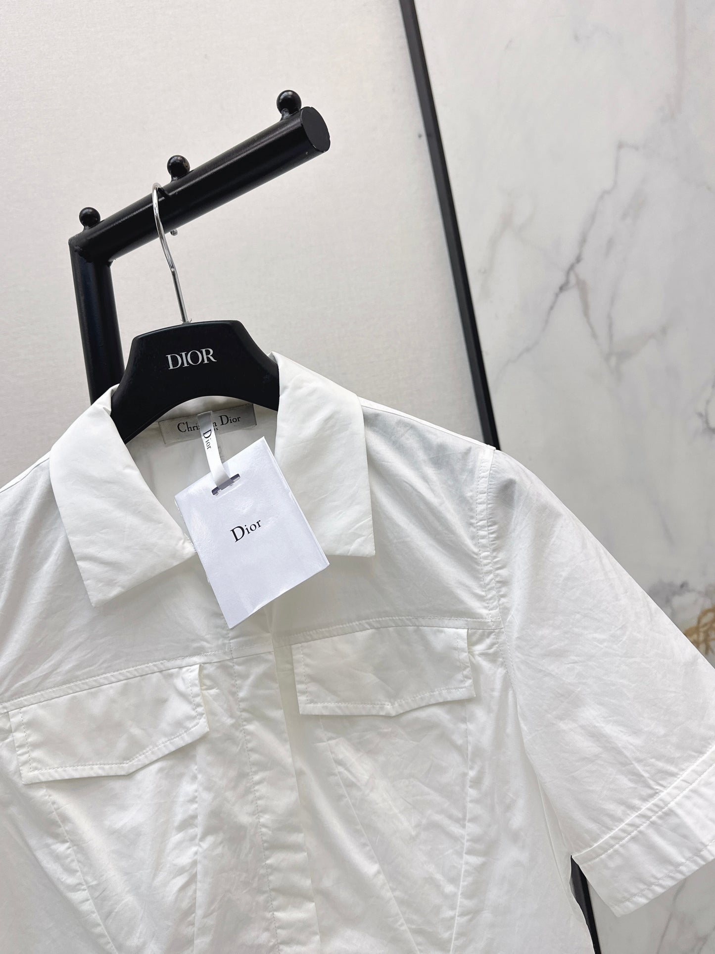 26ss Double-pocket design minimalist white shirt