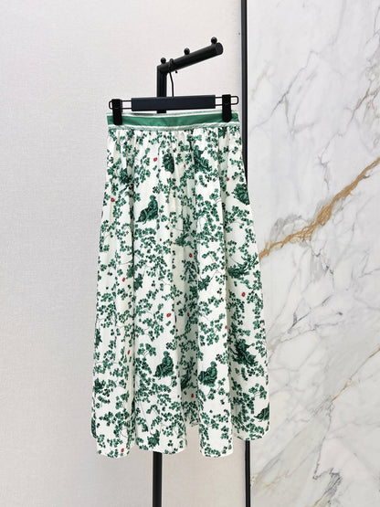 26ss Floral-Print  Flared Skirt