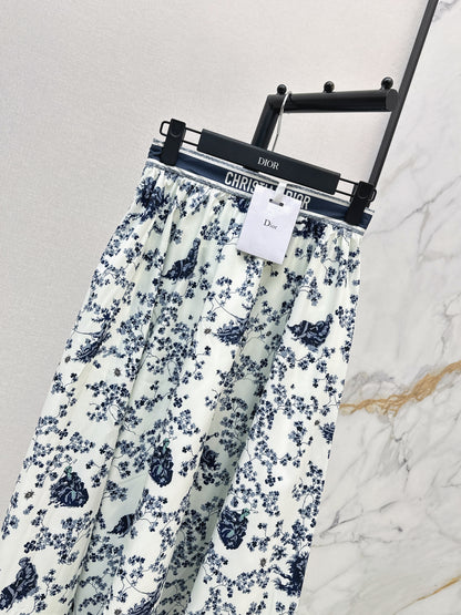 26ss Floral-Print  Flared Skirt
