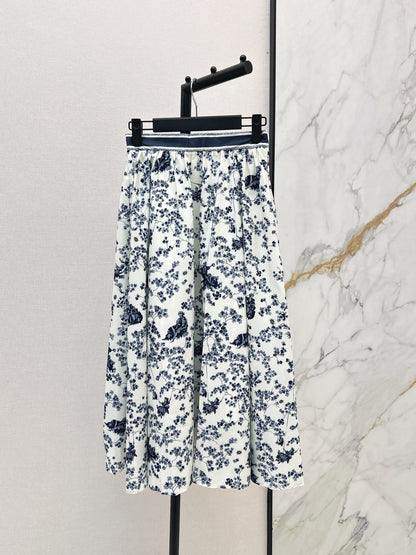 26ss Floral-Print  Flared Skirt