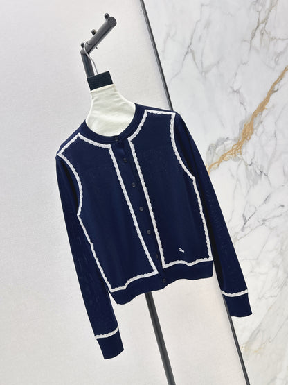 26ss Color-blocked Trim Cardigan