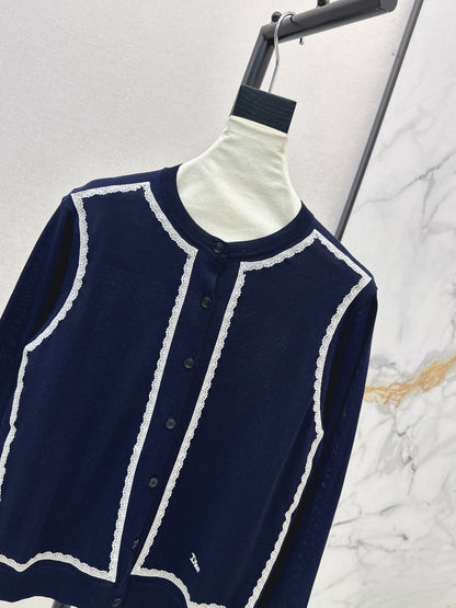 26ss Color-blocked Trim Cardigan