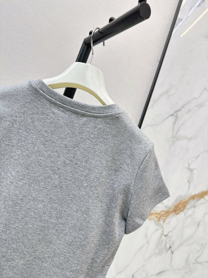 26ss Embroidered Pattern Slim Fit T-Shirt