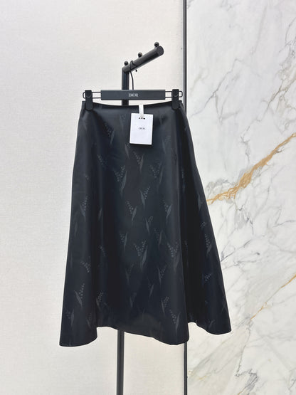 26ss Lily of the Valley Jacquard A-Line Flared Midi Skirt