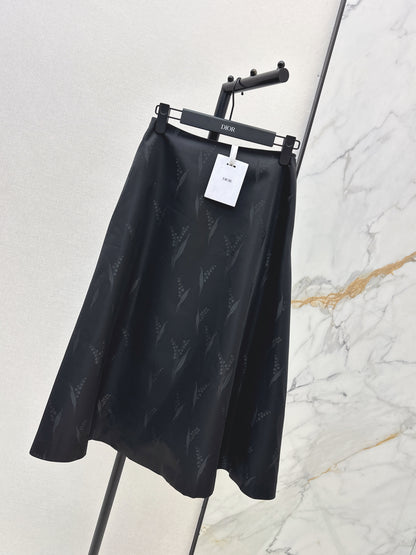 26ss Lily of the Valley Jacquard A-Line Flared Midi Skirt