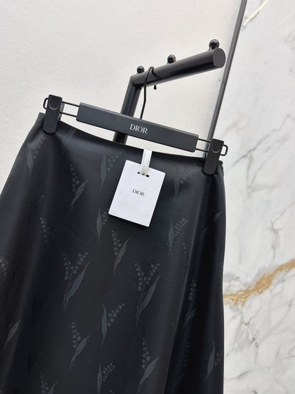 26ss Lily of the Valley Jacquard A-Line Flared Midi Skirt