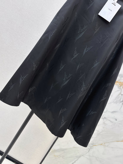 26ss Lily of the Valley Jacquard A-Line Flared Midi Skirt