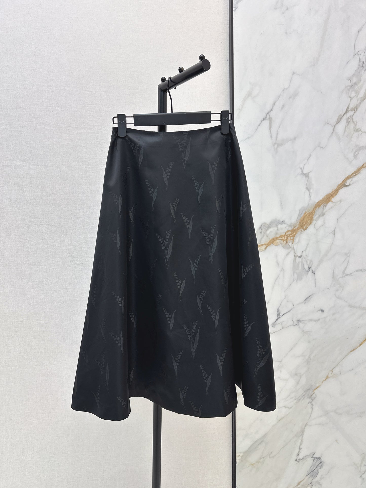 26ss Lily of the Valley Jacquard A-Line Flared Midi Skirt