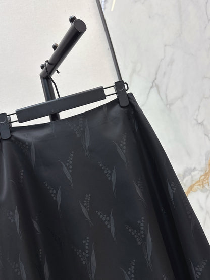 26ss Lily of the Valley Jacquard A-Line Flared Midi Skirt
