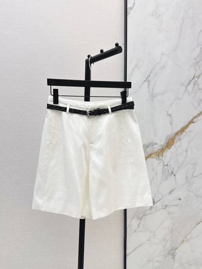 26ss Belt-decorated versatile mid-length pants