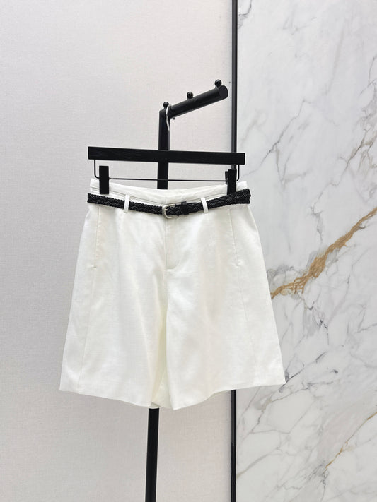 26ss Belt-decorated versatile mid-length pants
