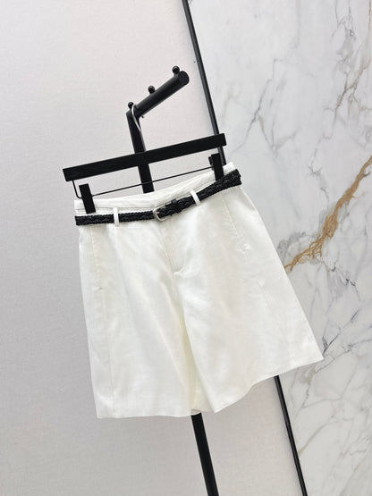 26ss Belt-decorated versatile mid-length pants