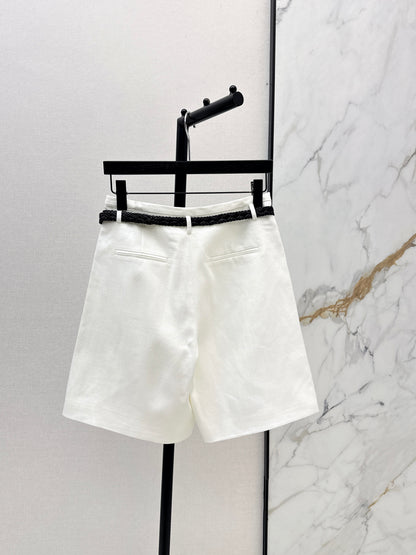 26ss Belt-decorated versatile mid-length pants