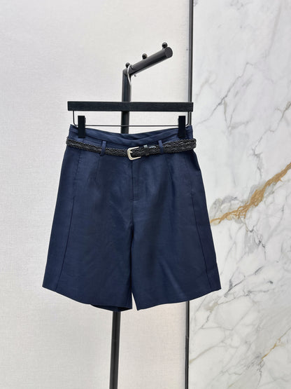 26ss Belt-decorated versatile mid-length pants