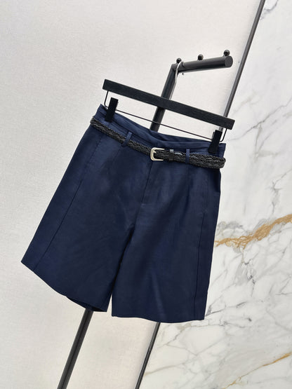 26ss Belt-decorated versatile mid-length pants