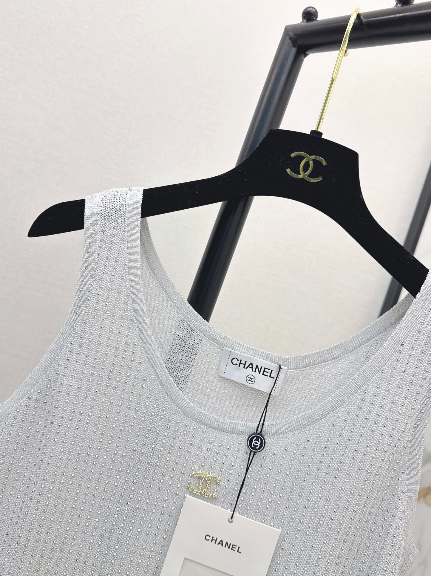 26ss Rhinestone Craft Knit Vest