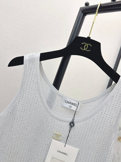 26ss Rhinestone Craft Knit Vest