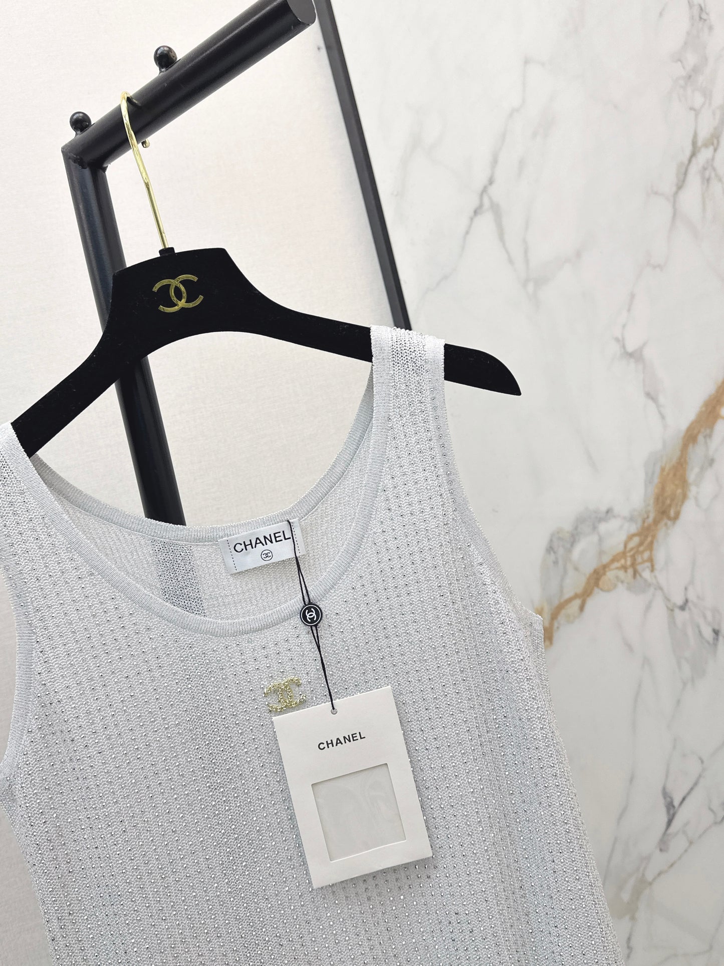 26ss Rhinestone Craft Knit Vest